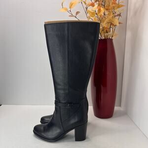 Naturalizer Kalina Knee High Wide Calf Boot Zip Block Heel Black Women's 6M